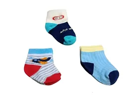 Childs Cotton Socks Boy Booties in Multiple Colors and Designs with Anti-Skid Socks Colors at Random (Pack 3, ( 2 to 3 Years)-thumb1