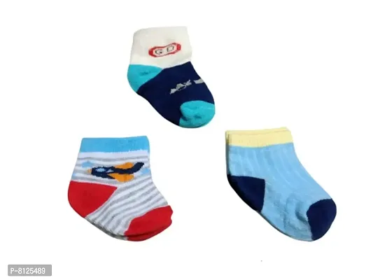 Childs Cotton Socks Boy Booties in Multiple Colors and Designs with Anti-Skid Socks Colors at Random (Pack 3, ( 2 to 3 Years)-thumb2