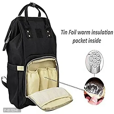 Large Mother Baby Backpack with Designer Maternity Travel (Diaper Bag) Organizer (blackk ) ( 15 pockets )-thumb3