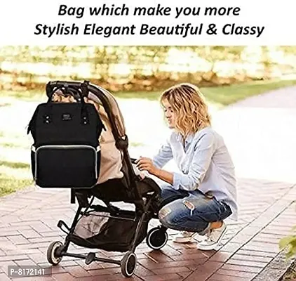 Large Mother Baby Backpack with Designer Maternity Travel (Diaper Bag) Organizer (blackk ) ( 15 pockets )-thumb5