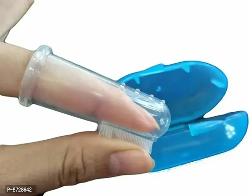 Baby finger brush made of silicone that comes with a hygiene case (transparent)-thumb2
