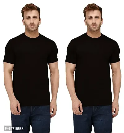 Stylish Nylon Solid Round Neck Tees For Men- Pack Of 2-thumb0