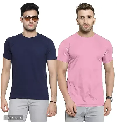 Stylish Nylon Solid Round Neck Tees For Men- Pack Of 2-thumb0