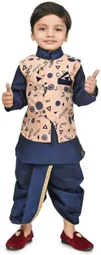 Stylish Boys Silk Ethnic Kurta Set