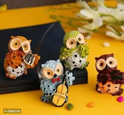 Musical Owl Set Of 4 Owls Playing Music Instruments For Home Decor Showpiece - Animal Showpiece - Statues For For Gifts, Home And Showpieces-Owl Showpiece New-thumb0