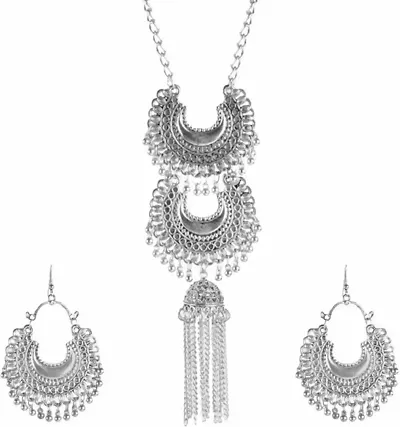 Enchante Oxidized Necklace Set With Earrings