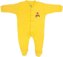 CABLE GALLERY Long Sleeve Cotton Sleep Suit Romper 100% Cotton Multi Color Romper/Bodysuit/Onesies for Baby Boy  Baby Girl - Set of 3 (12 TO 18, YELLOW)-thumb1