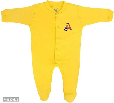 CABLE GALLERY Long Sleeve Cotton Sleep Suit Romper 100% Cotton Multi Color Romper/Bodysuit/Onesies for Baby Boy  Baby Girl - Set of 3 (12 TO 18, YELLOW)-thumb2