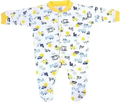 CABLE GALLERY Long Sleeve Cotton Sleep Suit Romper 100% Cotton Multi Color Romper/Bodysuit/Onesies for Baby Boy  Baby Girl - Set of 3 (12 TO 18, YELLOW)-thumb3