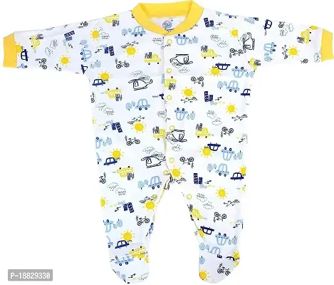 CABLE GALLERY Long Sleeve Cotton Sleep Suit Romper 100% Cotton Multi Color Romper/Bodysuit/Onesies for Baby Boy  Baby Girl - Set of 3 (12 TO 18, YELLOW)-thumb4