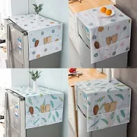 CABLE GALLERY Fridge Dust Cover Transparent Printing Waterproof Refrigerator Dust-Proof Cover with Storage Pockets Bags Multi-Purpose Top Covers (130 x 55 CM) (Mix Colors)-thumb1