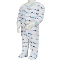 CABLE GALLERY Long Sleeve Cotton Sleep Suit Romper 100% Cotton Multi Color Romper/Bodysuit/Onesies for Baby Boy  Baby Girl - Set of 3 (12 TO 18, LIGHT BLUE)-thumb1