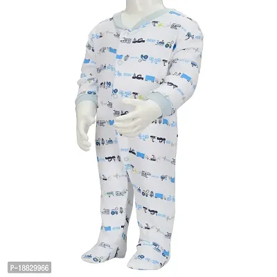 CABLE GALLERY Long Sleeve Cotton Sleep Suit Romper 100% Cotton Multi Color Romper/Bodysuit/Onesies for Baby Boy  Baby Girl - Set of 3 (12 TO 18, LIGHT BLUE)-thumb2