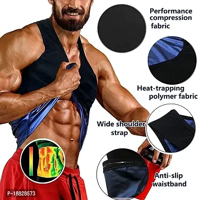 CABLE GALLERY Men's Polymer Sweat Shapewear Vest Belt Workout Man top for Weight Loss Waist Slim Trimmer Tummy Body Slimming, hot Belly Burner, Sauna Sweat Creator | Black (XL/XXL) (S/M)-thumb3