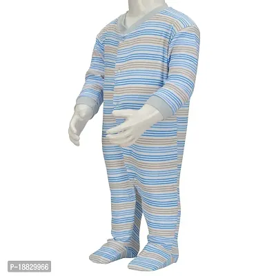 CABLE GALLERY Long Sleeve Cotton Sleep Suit Romper 100% Cotton Multi Color Romper/Bodysuit/Onesies for Baby Boy  Baby Girl - Set of 3 (12 TO 18, LIGHT BLUE)-thumb4