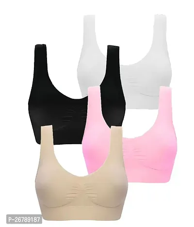 Stylis cotton blend Air sports bra seamless for womens PACK OF 4 multicolor-thumb0