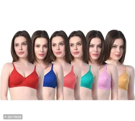 Stylish Multicoloured Cotton Bras For Women Pack Of 6-thumb0