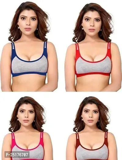 Stylish Multicoloured Cotton Bras For Women Pack Of 4-thumb0