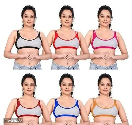 Stylish Multicoloured Cotton Bras For Women Pack Of 6-thumb0