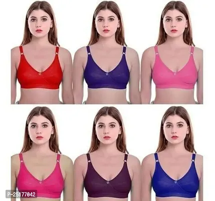 Stylish Multicoloured Cotton Bras For Women Pack Of 6-thumb0