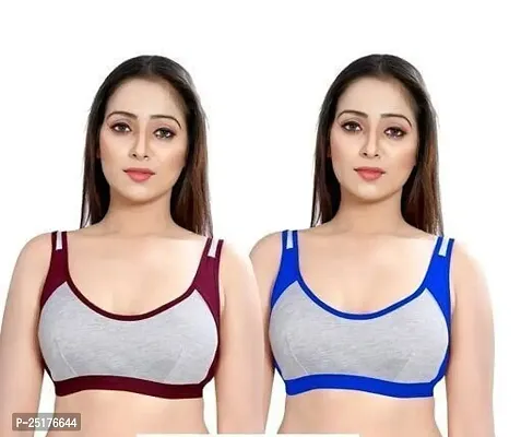Stylish Multicoloured Cotton Bras For Women Pack Of 2-thumb0