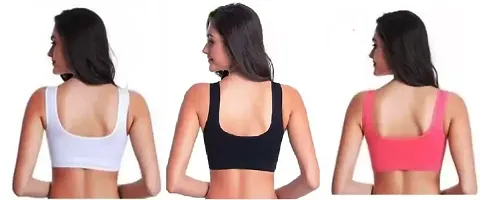 Stylis cotton blend Air sports bra seamless for womens pack of 3 multicolor-thumb3