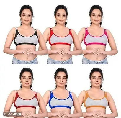 Stylish Multicoloured Cotton Bras For Women Pack Of 6-thumb0