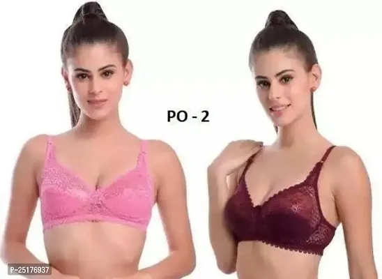 Stylish Multicoloured Net Bras For Women Pack Of 2-thumb0