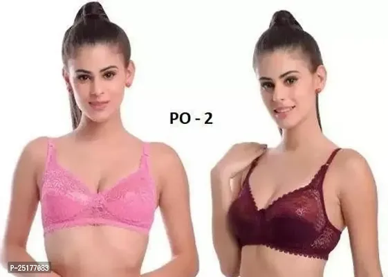 Stylish Multicoloured Net Bras For Women Pack Of 2-thumb0