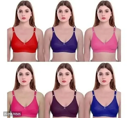 Stylish Multicoloured Cotton Bras For Women Pack Of 6-thumb0