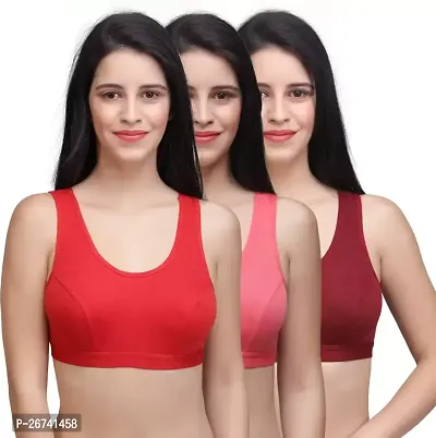 Stylis cotton blend Air sports bra seamless for womens pack of 3 multicolor-thumb0