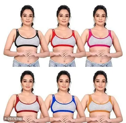 Stylish Multicoloured Cotton Bras For Women Pack Of 6-thumb0