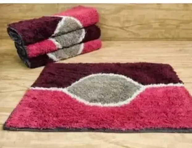 Homlex | Doormat, Floor Mat Mat, Anti-Slip | Cotton Fabric | 40cm?60cm, 16?24Inchs Stylish Design Mat (Pink, Mehroon Doormat)