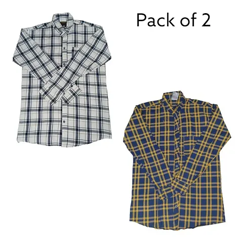 Classic Blend Checked Casual Shirts for Men, Pack of 2