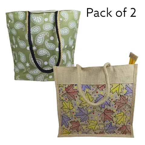 Jute shoulder shopping bag combo for Shopping bag/tote bag/ shoulder bag / vegetable bag. Pack of 2.