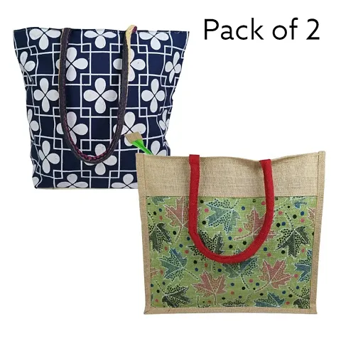 Jute shoulder shopping bag combo for Shopping bag/tote bag/ shoulder bag / vegetable bag. Pack of 2.