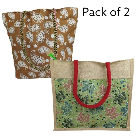 Jute shoulder shopping bag combo for Shopping bag/tote bag/ shoulder bag / vegetable bag. Pack of 2.