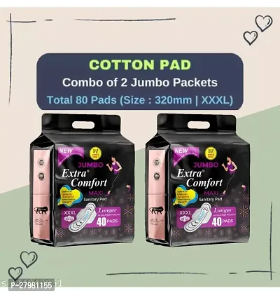 Jumbo Extra Comfort XXXL Sanitary Pads, With 5 Seconds Absorption For Heavy Flow - 80 Pads-thumb0