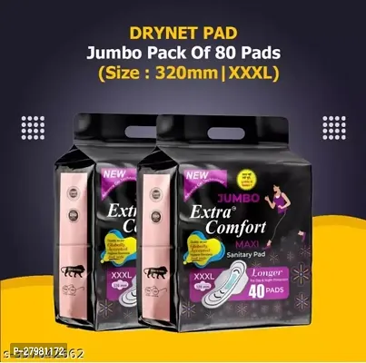 SUPER SAVER PACK Extra Large and Wider Heavy Flow Drynet Maxi Sanitary Pads (Size - 320mm | XXXL) (Combo of 2 Packet) (Total 80 Pads)-thumb0