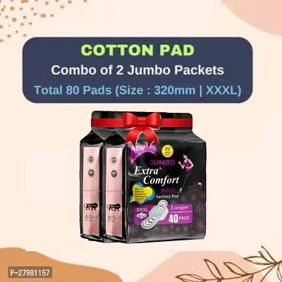 nti bacterial Sanitary Pads With Drynet Technology (100% leakage Proof Sanitary Napkins ) (Size - 320mm | XXXL) (Combo of 2 Packet) (Total 80 Pads)-thumb0