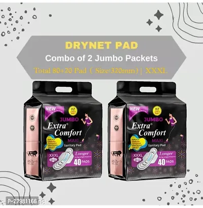 Soft  Secure DRY Net Top Sheet Pad naturally SOFT extra LONG Sanitary Pads With Wings |Odour Control Sysytem |100% Leakage Protection |Day  Night Protection | 320 MM Maxi (XXXL) 2 Jumbo Packet of 80 Extra large Pads