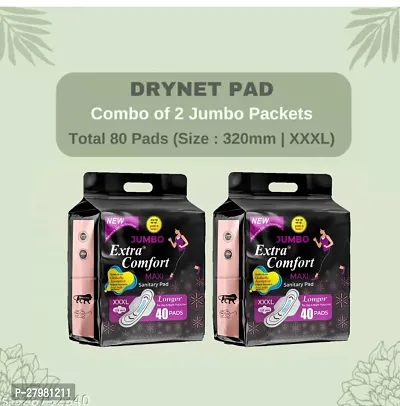 Sheet Pad (VALUE FOR PACK )naturally SOFT extra LONG Sanitary Pads With Wings |Odour Control Sysytem |100% Leakage Protection |Day  Night Protection | 320 MM Maxi (XXXL) 1 Jumbo Packet of 80 Extra large Pads