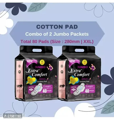 Extra Comfort Jumbo Extra Sanitary Pads for Women with Wings | Dry-net Soft  Comfortable Sanitary Napkins for Day  Night Protection - XXXL (80 Sanitary Pad (Pack of 2) Sanitary Padnbsp;nbsp;(Pack of 80)-thumb0