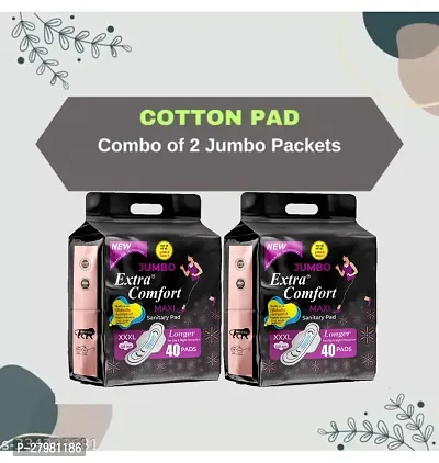 Extra Long Rash free Cottony Soft for Day and Night Protection Maxi Sanitary Pads (Size - 320mm | XXXL) (Combo of 2 Packet) (Total 80 Pads)