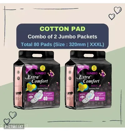 Cailin Care Extra Dry Heavyflow Protection Sanitary Napkin Sanitary Pads (Size - 280mm | XXL) (Combo of 2 Packet) (Total 80 Pads)-thumb0