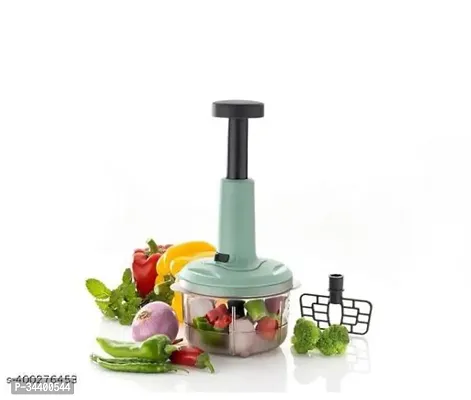 Indigo 650ml Large Quick  Powerful Hand Held Food Chopper to Chop  Cut Fruits, Vegetables, Herbs, Onions for Salsa, Salad, Pesto, Hummus, Guacamole (Premium) | 3 Stainless Steel Blades-thumb0