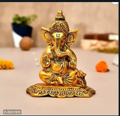 Lord Elephant Reading Ganesha On Chair Hinduism- Hindu God Sculpture For Blessing , Happiness , Health , Wealth At Home And Office , Handcrafted With Antique Look, Decorative