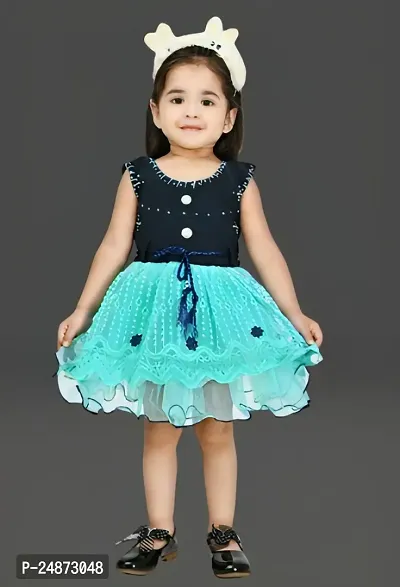 Stylish Cotton Green Dress For Baby Girl