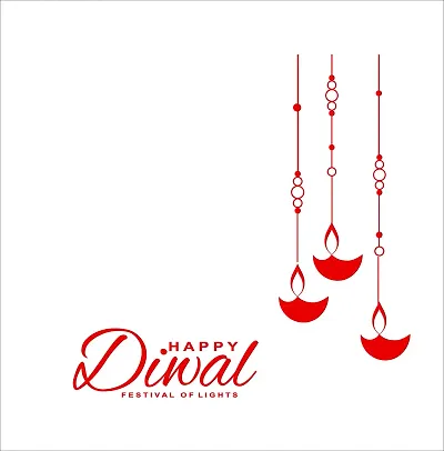 Advait Designs Diwali Special Happy Diwali Sticker with Hangging Diya Decorative Hanging Diya Happy Diwali Wall Sticker(29INX30IN)