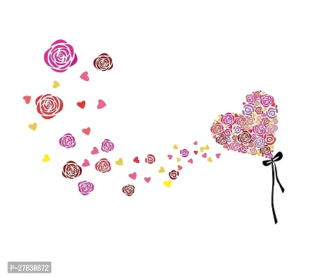 Multicolor Rose Hearts Decorative Pvc Vinyl Wall Sticker-thumb0